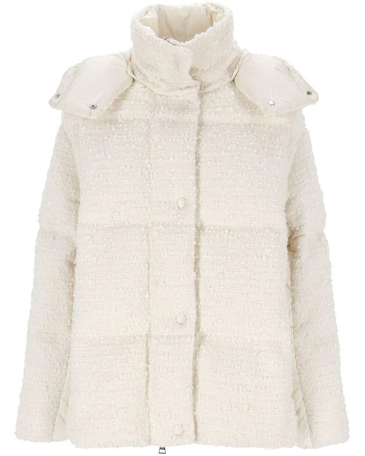 Moncler Natural High-Neck Hooded Jacket