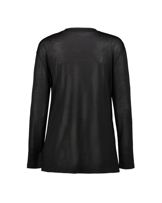 Lemaire Black Long Sleeve Silk T-Shirt