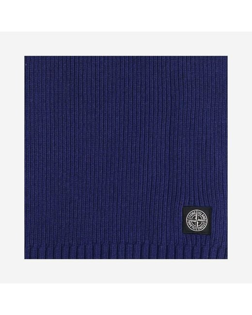 Stone Island Blue Wool Blend Scarf With Logo for men
