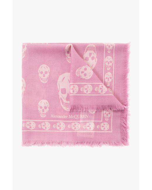 Alexander McQueen Pink Scarf With Skull Motif