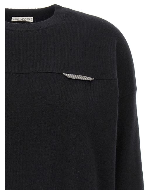 Brunello Cucinelli Black Monile Crop Sweater