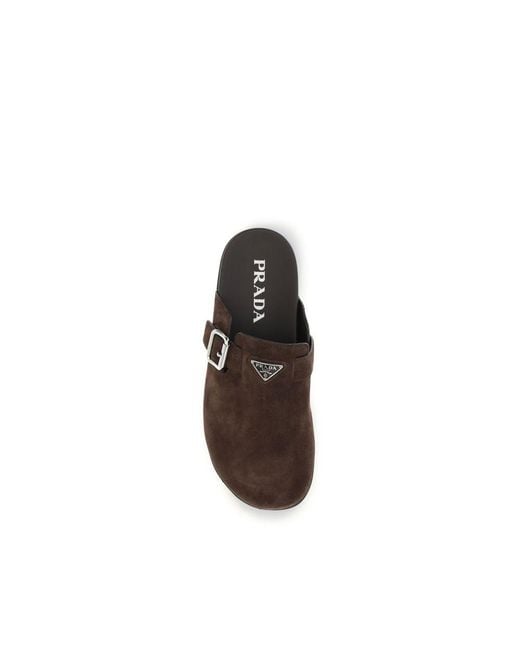 Prada Brown Calf Leather Bos Taurus Mules for men