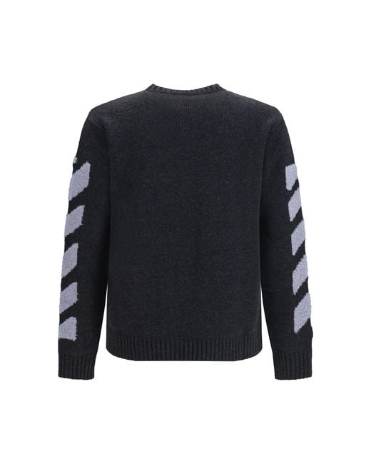 Off-White c/o Virgil Abloh Blue Diag Fuzzy Crewneck Sweater Wool Ovis Aries; Polyamide for men