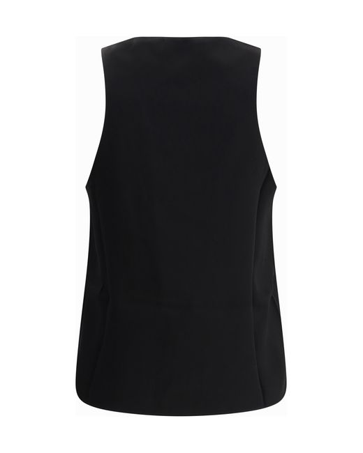 Sa Su Phi Black Sleevless Top Silk; Polyester