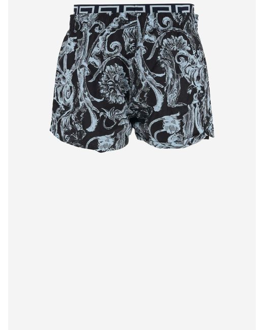 Versace Black Barocco Print Swimsuit for men