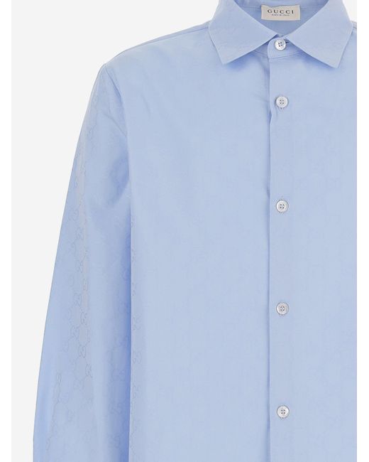 Gucci Blue Cotton Shirt for men