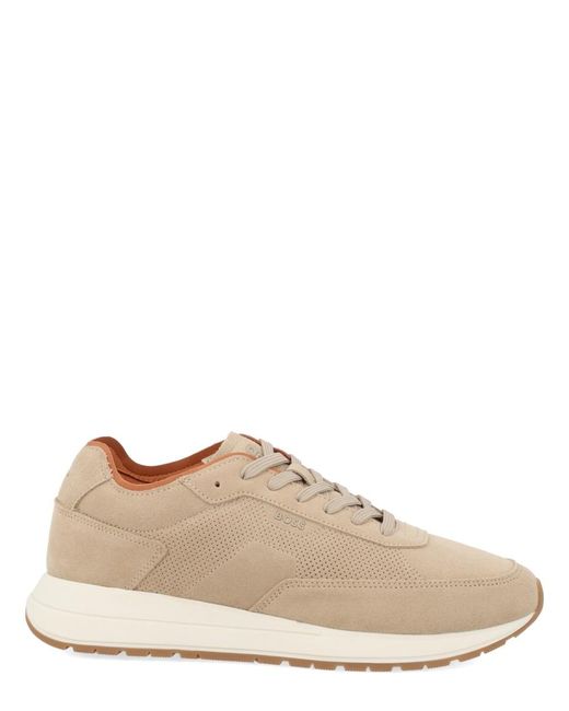 Boss Natural Sneakers Vinston Cow Hide Leather Trainers for men