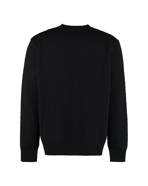 Givenchy Black Long-Sleeve Crew-Neck Jacquard Sweater Wool Sweatshirts for men