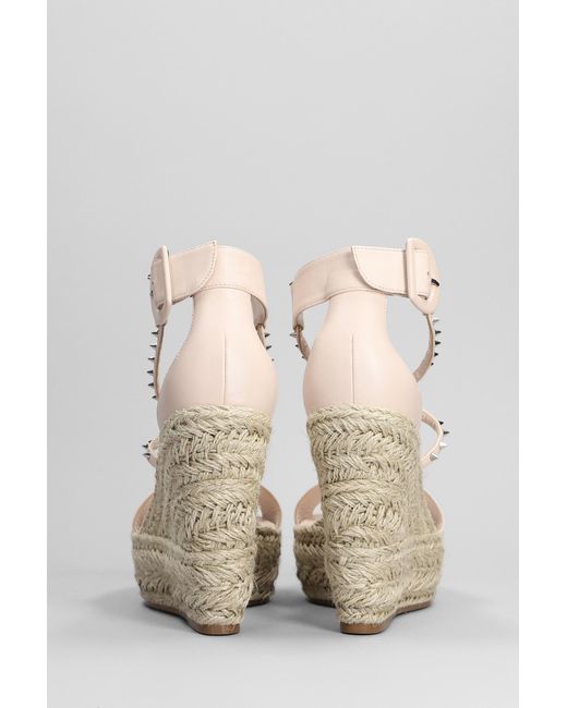 Christian Louboutin Natural Spikes 120 Wedges In Rose-pink Leather