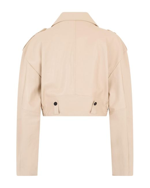 The Mannei Natural Cropped Leather Jacket Calfskin
