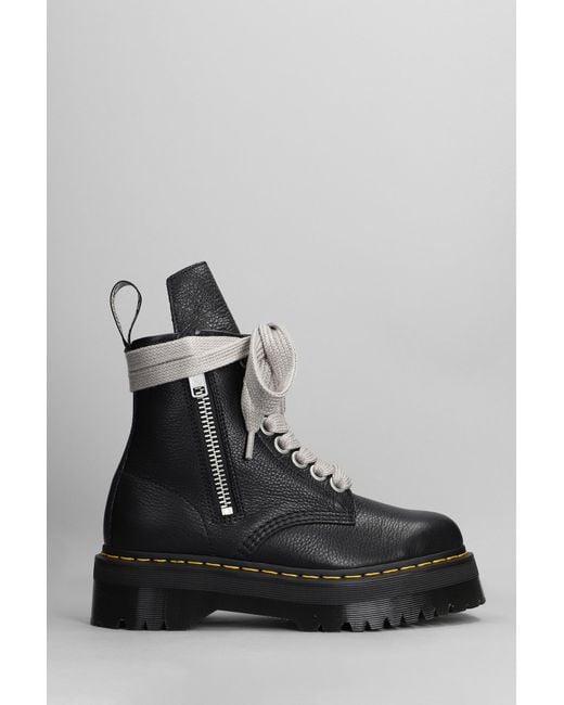Rick Owens X Dr. Martens 1460 Quad Ro Combat Boots In Black Leather for men