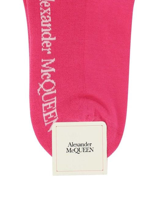 Alexander McQueen Pink Fuchsia Stretch Cotton Blend Socks