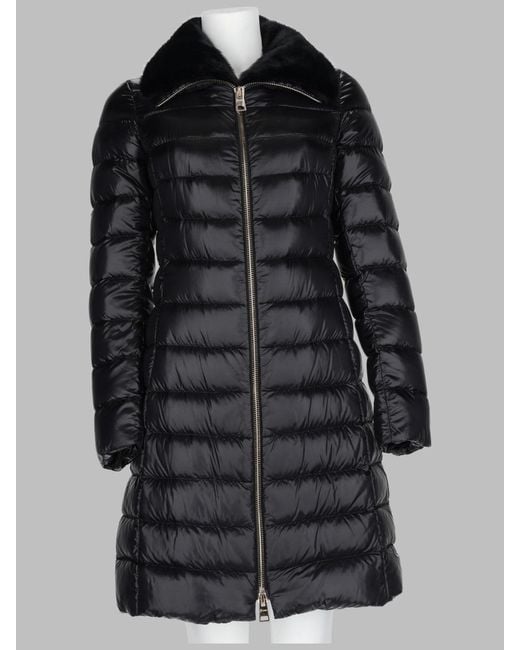 Herno Black Quilted Long Down Jacket Polyamide Trench & Raincoats