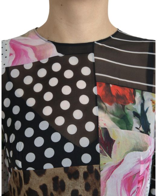 Dolce & Gabbana Black Patchwork Floral Leopard Dress