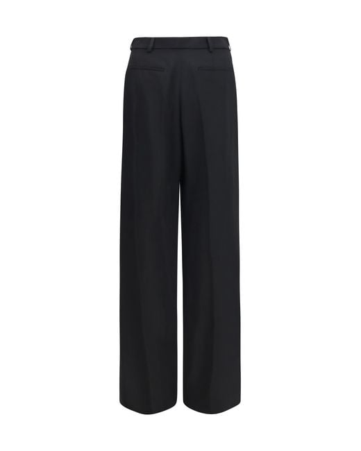 Saint Laurent Black Fluid Grain De Poudre Trousers Wool Ovis Aries for men