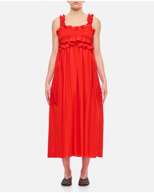 CECILIE BAHNSEN Red Giovanna Cotton Long Dress