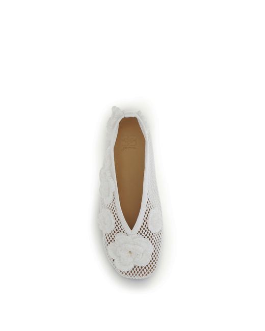 Ganni White Jenny Mesh Ballerinas