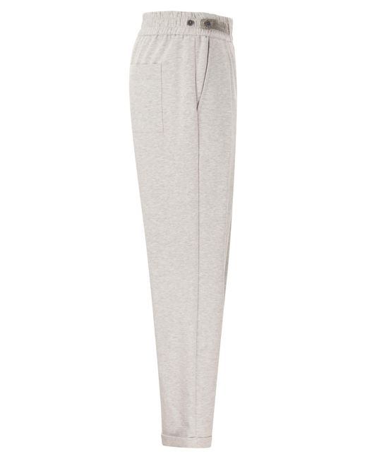 Brunello Cucinelli Gray Cotton Fleece Trousers