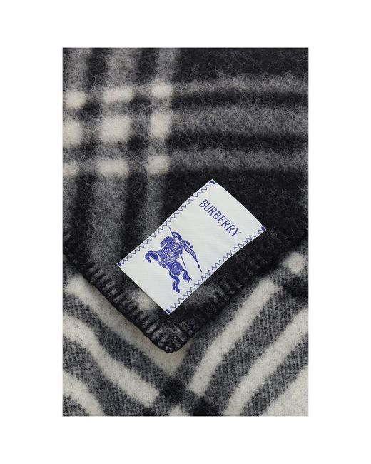 Burberry Black Gray Wool Oves Aries Scarf