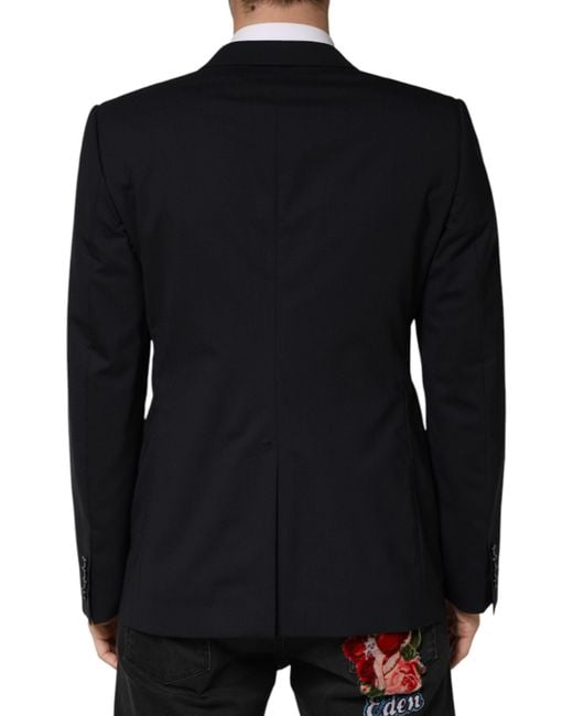 Dolce & Gabbana Black Wool Single Breasted 2 Button Blazer Virgin Elastane Clothing for men