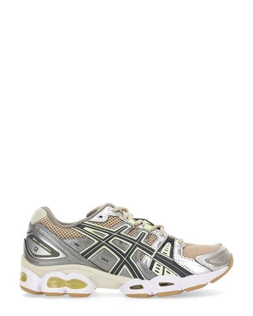 Asics White Gel-Nimbus 9 Sneaker Synthetic Leather Sole Trainers