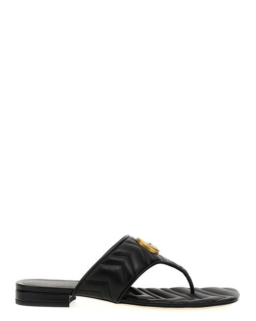 Gucci Black Double G Leather Sandal