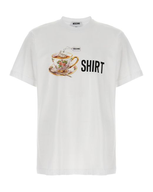 Moschino White Playful Logo Printed Organic Cotton T-Shirt for men