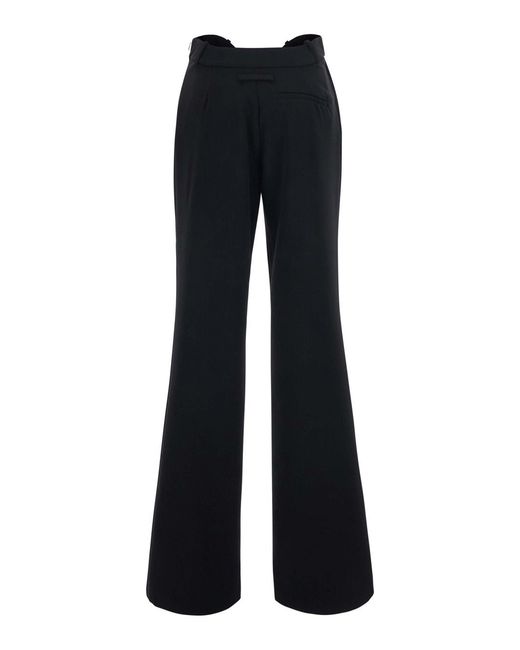 Jean Paul Gaultier Blue Wavy Waist Trousers Tech Fabric Polyamide
