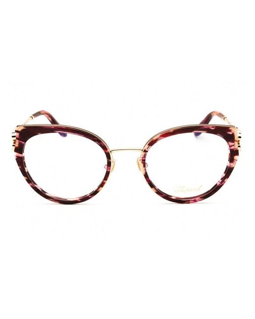 Chopard Brown Eyeglasses Cat Eye Full Rim, Shiny Streaked Burgundy Frame And Clear Demo Lenses Lens Vch367V01G2