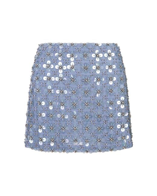 P.A.R.O.S.H. Blue Light Full Sequins Ginny Mini Skirt