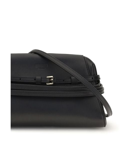 Moschino Black Clutch With Belt Detail Goatskin (Hircus Goatskin) Shoulder Bags