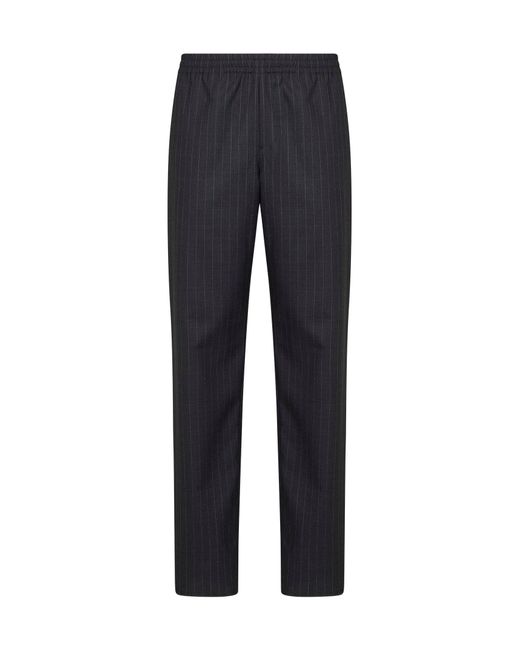 Burberry Blue Iron Pinstriped Wool Track Trousers for men