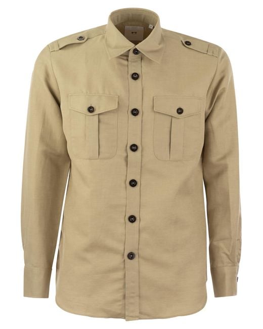 PT01 Natural Linen And Cotton Safari Shirt for men