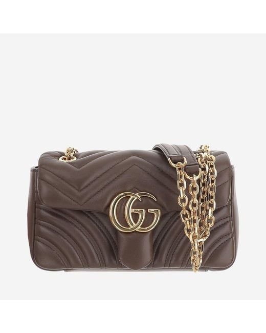 Gucci Brown Shoulder Bag Lamb Leather