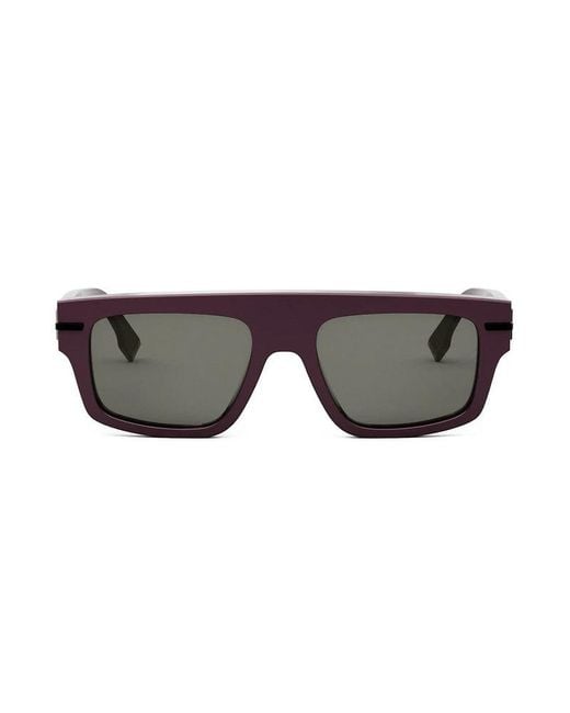 Fendi Brown Sunglasses Square Full Rim, Bordeaux Frame And Lens Fe40091U69A for men
