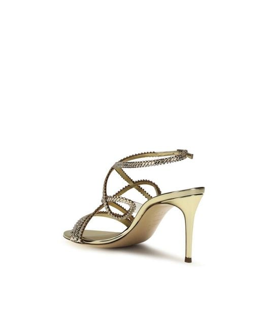 Casadei Metallic Gold Calf Leather Bos Taurus Stiletto Heel Sandals