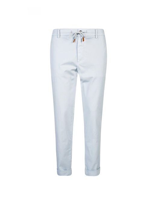 Eleventy Blue Stretch Trousers With Drawstring for men