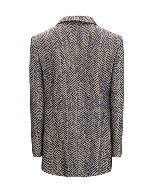 Giorgio Armani Gray Single-Breasted Jacket Cchevron Jacquard Viscose Blazers & Vests