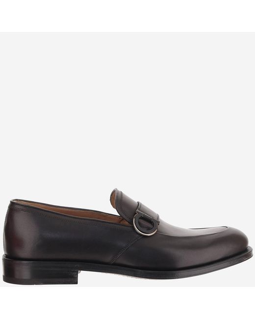 Ferragamo Black Leather Loafers Calf for men