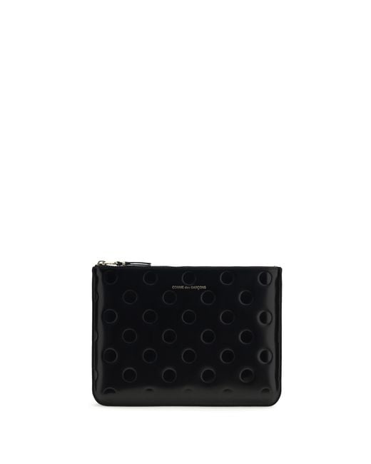 Comme des Garçons Black Embossed Polka-Dot Pouch Calf Leather Bos Taurus Wallet for men