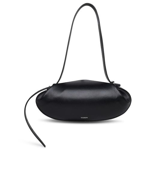 Yuzefi Black Leather Baton Crossbody Bag