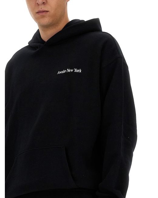 AWAKE NY Black Serif Sweatshirt for men
