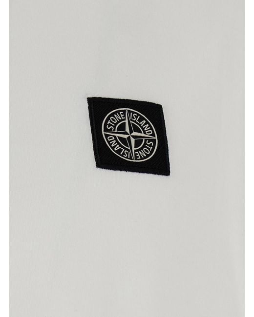 Stone Island White Long-Sleeved Cotton T-Shirt T-Shirts for men