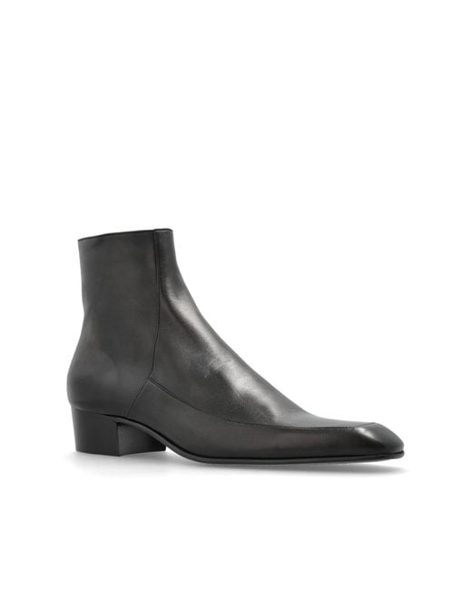 Saint Laurent Black Leather Ankle Boots 'Ozil' for men