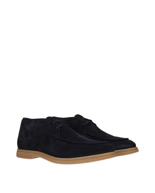 Eleventy Blue Leather Oxfords And Derbies Shoe for men