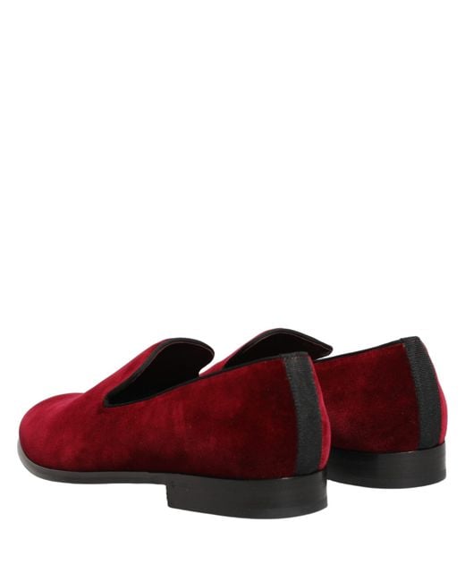 Dolce & Gabbana Purple Velvet Slip On Dress Loafers Shoes Cotton for men