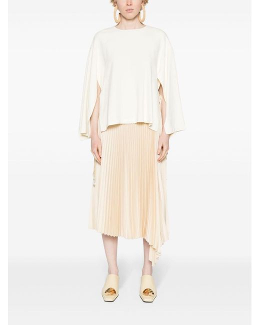 Erika Cavallini Semi Couture White Wide Open-Sleeves Blouse