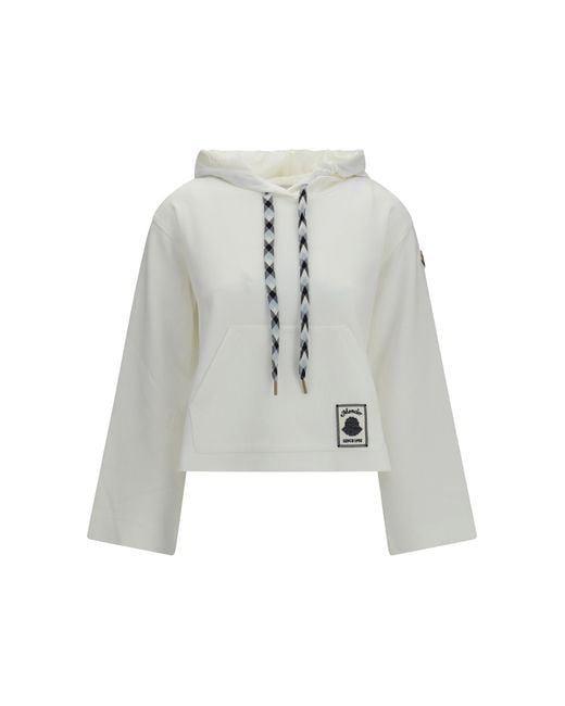 Moncler White Cotton Blend Hoodie Cotton; Polyamide Sweatshirts