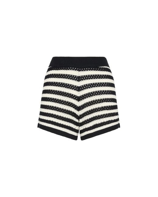 Mc2 Saint Barth Black Yvette Striped Knit Shorts Pant