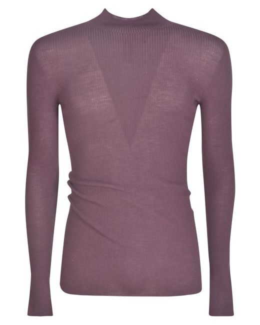 Rick Owens Purple Plain Rib Knit Sweater for men